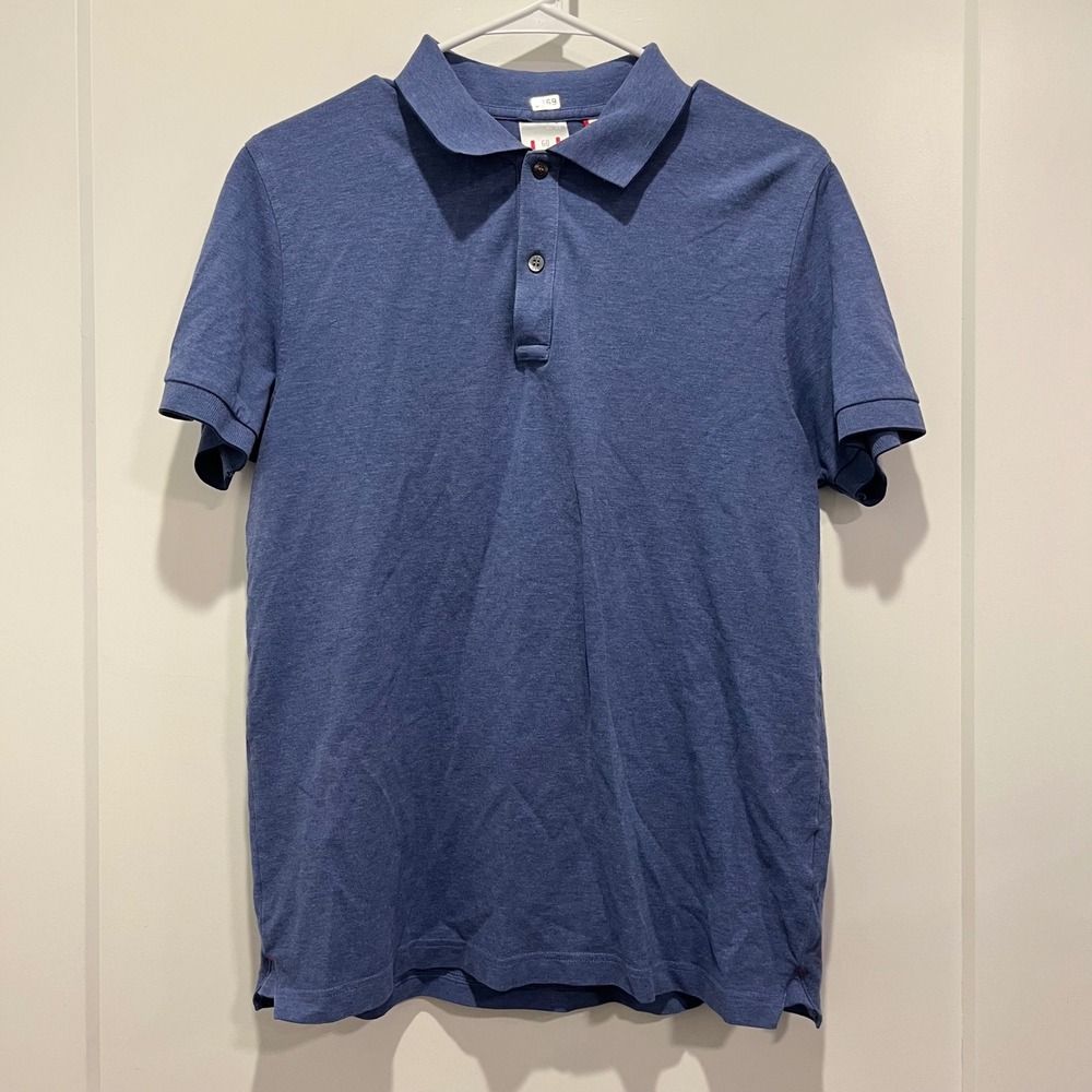GQ Perfect Polo Mens Medium Blue Heathered Short Sleeve Pique Polo Shirt
